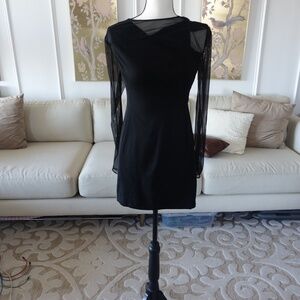 Simply stunning and eye-popping Sheer long sleeve Black Cache Dress